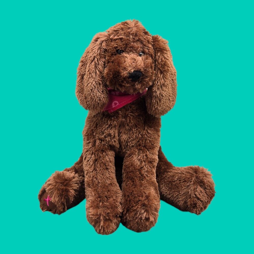 Macy's Gund Soft Stuffed Brown Dog Plush Toy Breast Cancer Awareness Pink Scarf